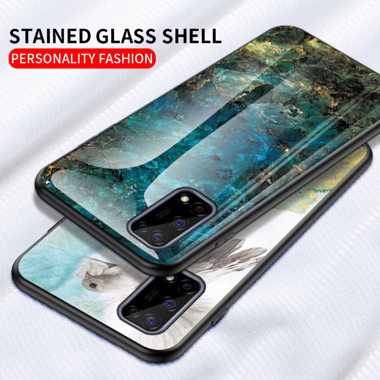 เคส Realme 7 5G #เคสฝาหลัง Gradient Color ลายหินอ่อน Glass + PC + TPU Hybrid Case