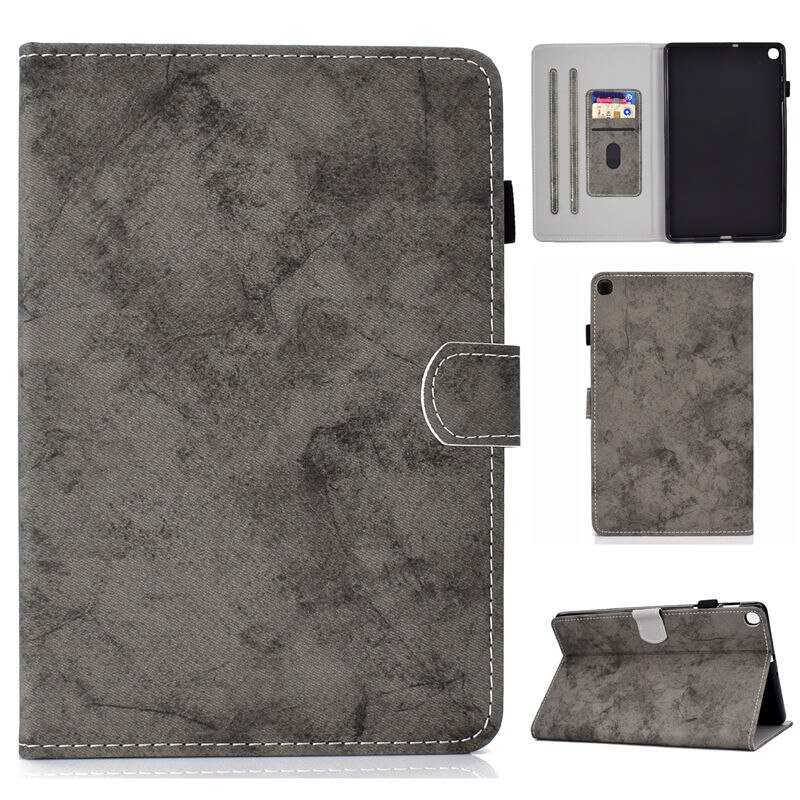 Case Samsung Galaxy Tab S6 Lite 10.4 SM-P610 P615 P617 #เคสฝาพับหนัง PU ลายผิวผ้ามีช่องใส่บัตร Business Style Leather Case with Card Storage
