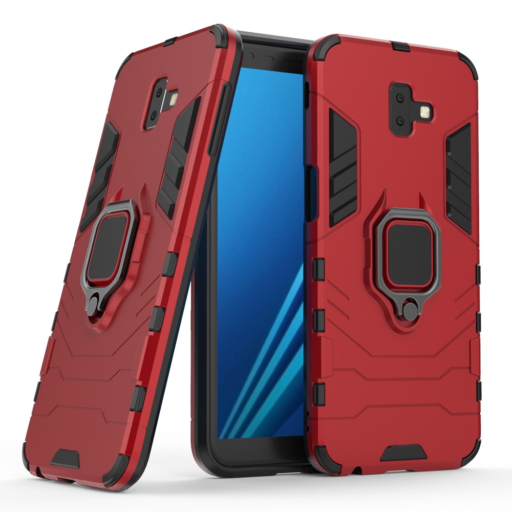 Case Samsung Galaxy J6+ #เคสฝาหลังพลาสติกแข็ง +TPU Hybrid Case มีแหวนสวมนิ้วโลหะ