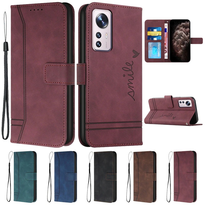 เคส Xiaomi 12 Pro #เคสฝาพับแม่เหล็กพร้อมช่องใส่บัตรแบบกระเป๋าสตางค์ Magnetic Flip Wallet Bracket Leather TPU Phone Case