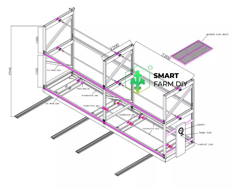 โต๊ะปลูก แบบ 3 ชั้น EBB and Flow มีรางระบายน้ำ