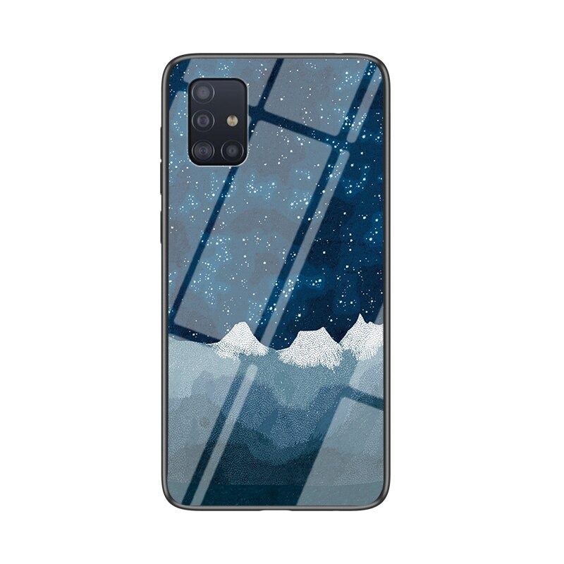 Case Samsung Galaxy M51 #เคสฝาหลัง Gradient Color Glass + PC + TPU Hybrid Case