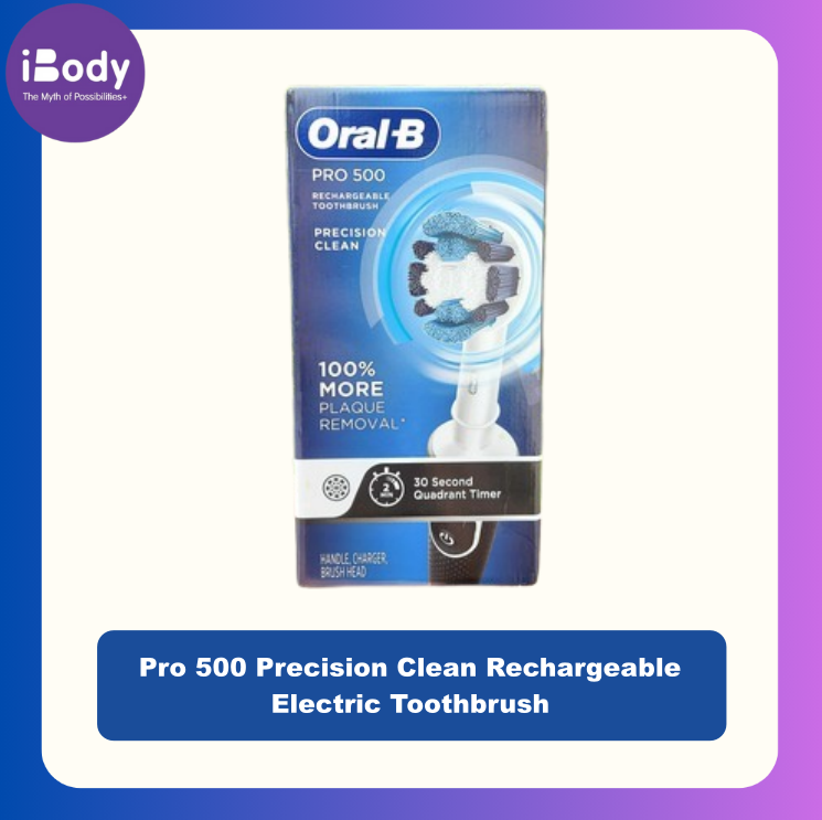 (Oral-B®) Pro 500 Precision Clean Rechargeable Electric Toothbrush, Black ออรัลบี แปรงสีฟันไฟฟ้า แถมอะแดปเตอร์