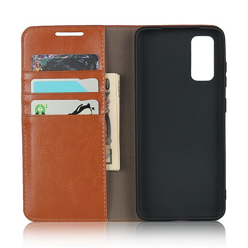 Case Samsung Galaxy S20 FE/S20 FE 5G #เคสฝาพับหนังแท้แบบกระเป๋าสตางค์คุณภาพดี Crazy Horse Genuine Leather Cover
