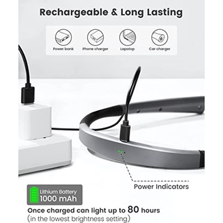 Glocusent® Upgraded LED Neck Reading Light,ไฟอ่านหนังสือ ไฟฉายแบบคล้องคอ ไฟฉาย แบบชาร์จได้ ไฟLDE ปรับความสว่างได้