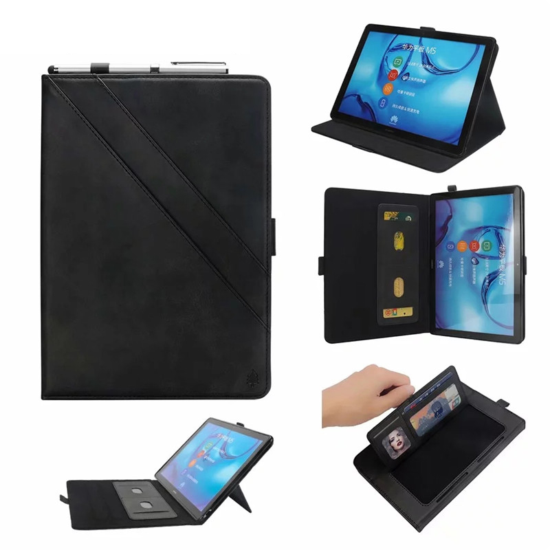 เคส Huawei Mediapad M5 Pro 10.8 นิ้ว #เคสแบบฝาพับหนัง PU ช่องเสียบการ์ดภายนอกและภายใน Flip Card Slots Stand Leather