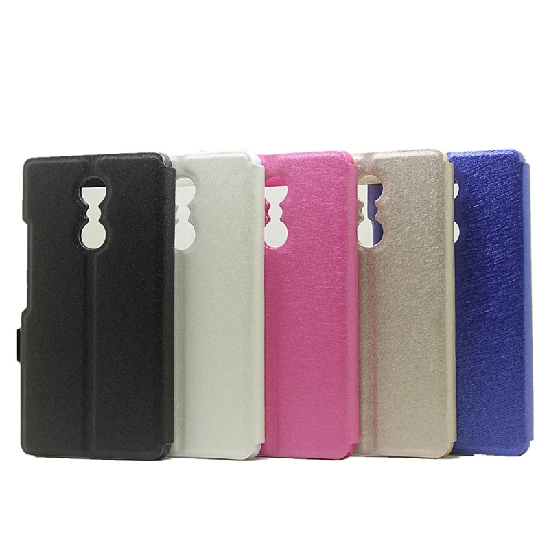 Case Lenovo K6 Note #เคสฝาพับหนัง PU พื้นผิวผ้าไหมสีสันสวยงาม มีช่องวิว 2 ช่อง
