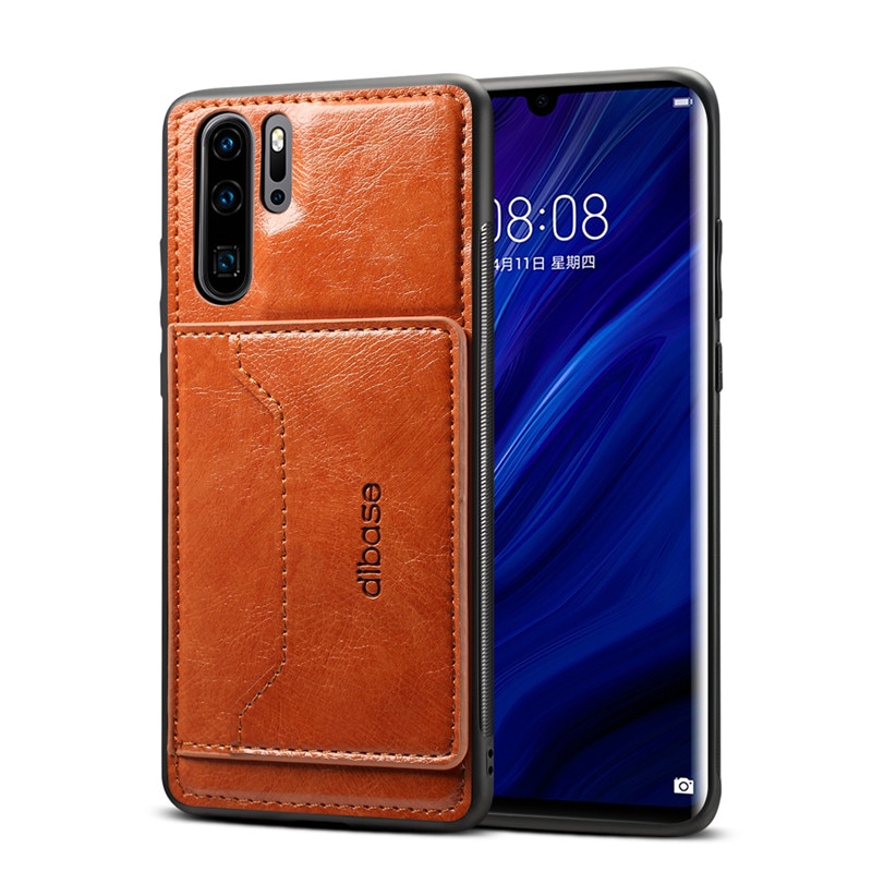 Case Huawei P30 Pro #เคสฝาหลัง TPU เคลือบหนัง PU Crazy Horse Leather Coated PC + TPU Hybrid