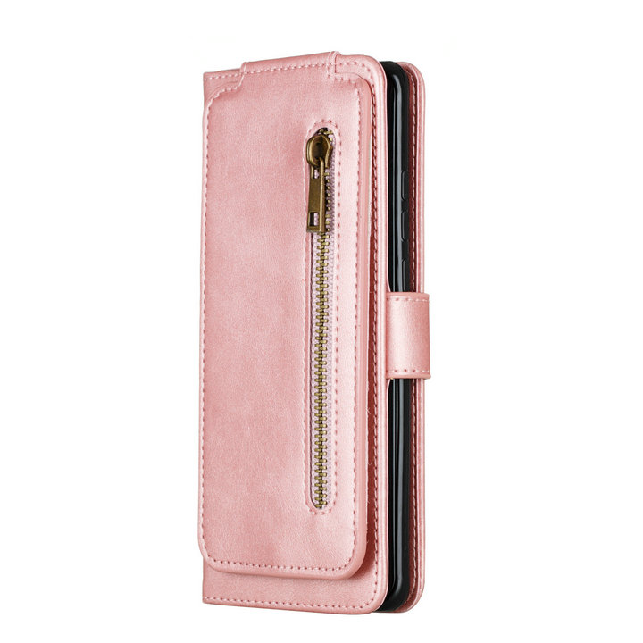 Case Samsung Galaxy A72 / A72 5G#เคสแบบกระเป๋าสตางค์ช่องใส่บัตรหลายช่อง Multi-slot Wallet Zippered Leather พร้อมสายคล้อง