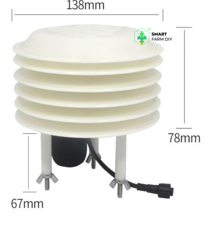 เซนเซอร์วัดอุณหภูมิ ความชื้น แสง และอื่น กลางแจ้งแบบจานมีครีปครอบ RS485