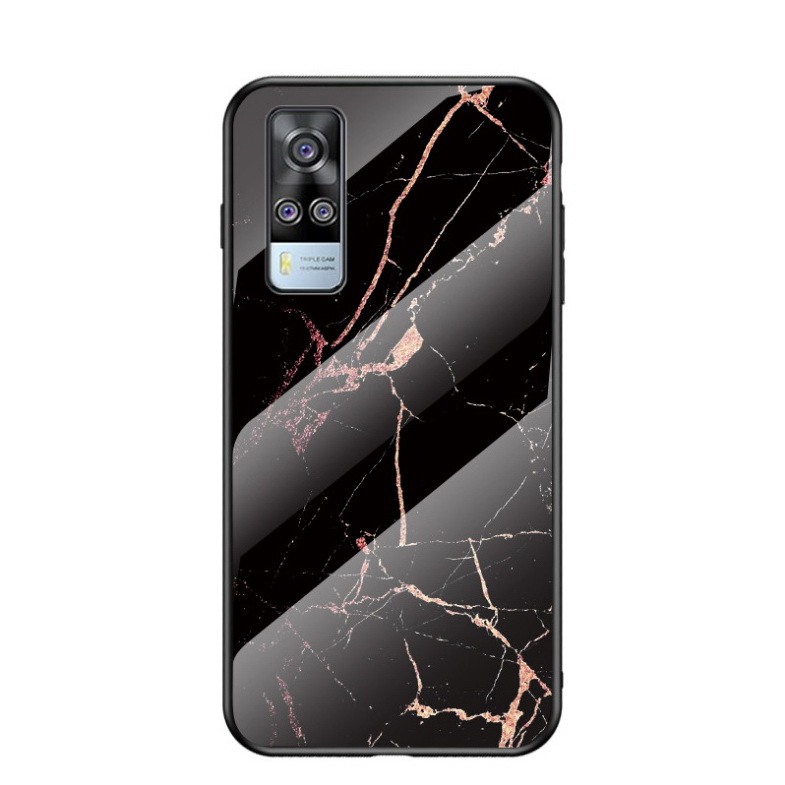 เคส Vivo Y31 2021 #เคสฝาหลัง Gradient Color ลายหินอ่อน Glass + PC + TPU Hybrid Case