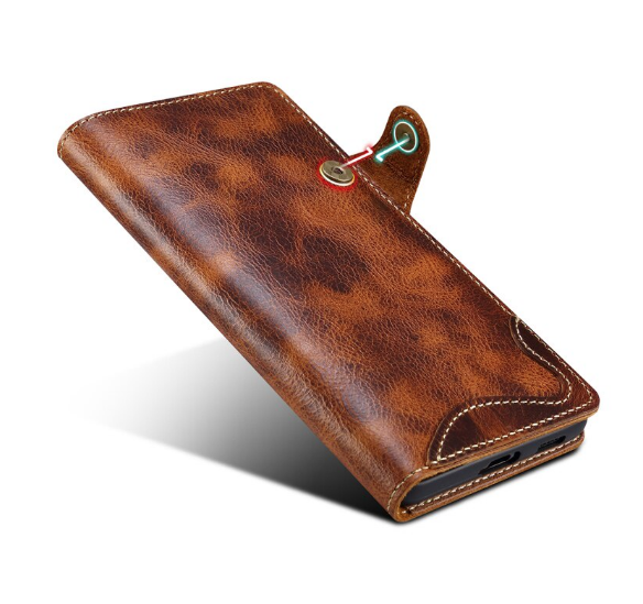 Case Samsung Galaxy S21 #เคสฝาพับหนังแท้พร้อมสายคล้อง Genuine Wallet Leather Phone Cover with Lanyard