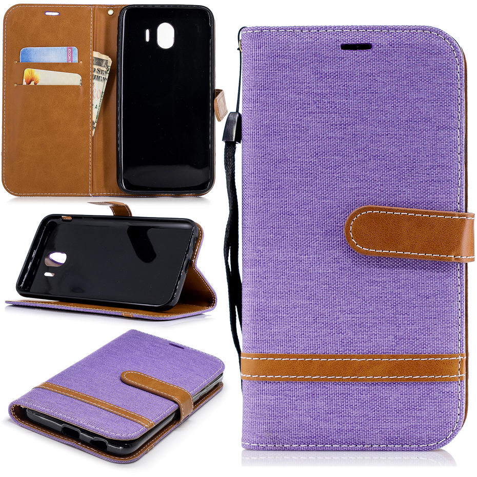 Case Samsung Galaxy J4 (2018) #เคสฝาพับหนัง PU พร้อมสายคล้องมือสีสันสวยงาม
