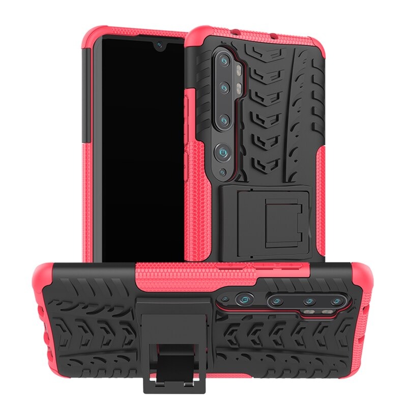 Case Xiaomi Mi Note 10 Pro #เคสฝาหลังกันลื่น Cool Tyre Pattern Kickstand (PC + TPU)