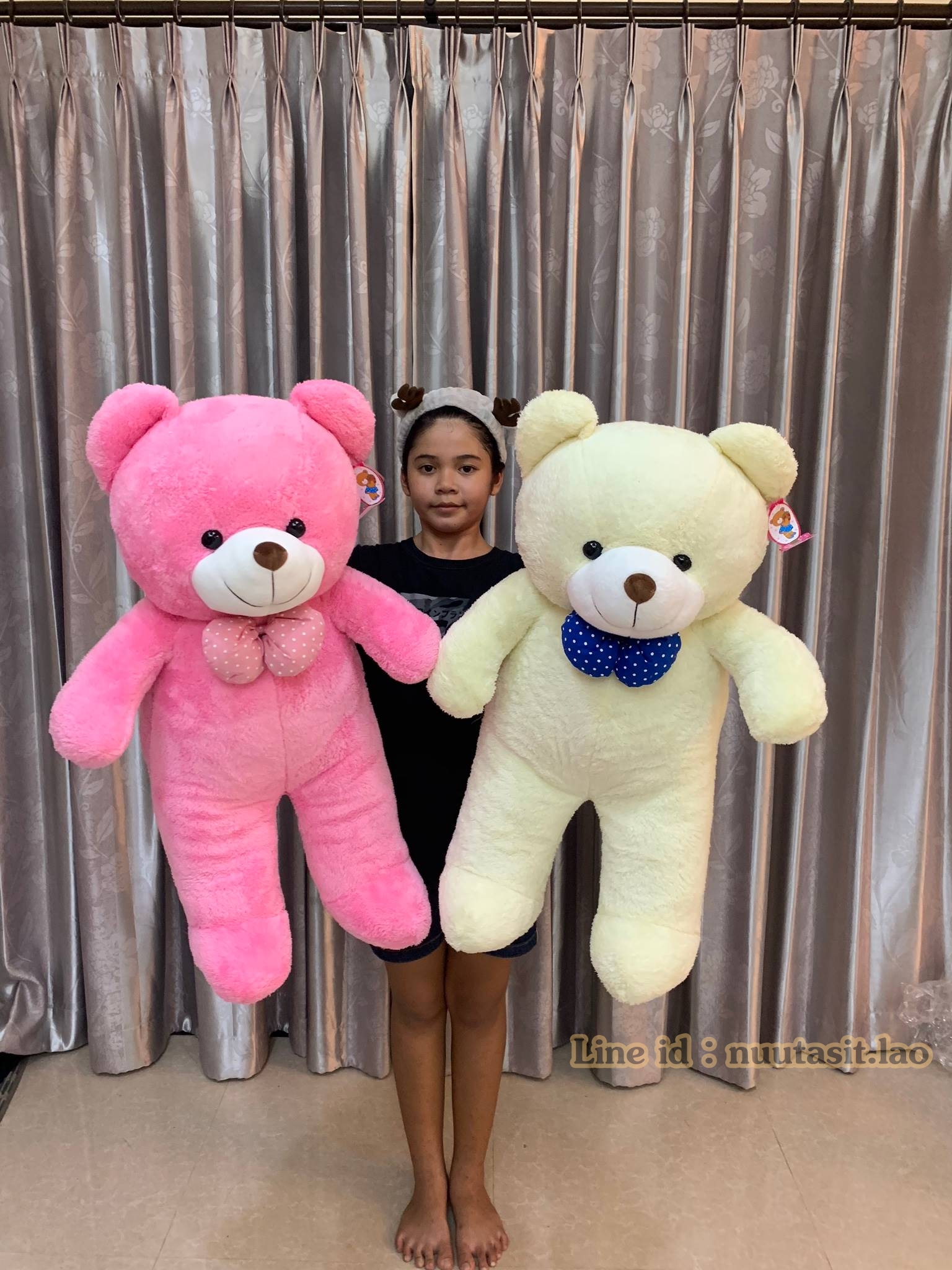 ตุ๊กตาหมีโบว์จุด ตัวใหญ่