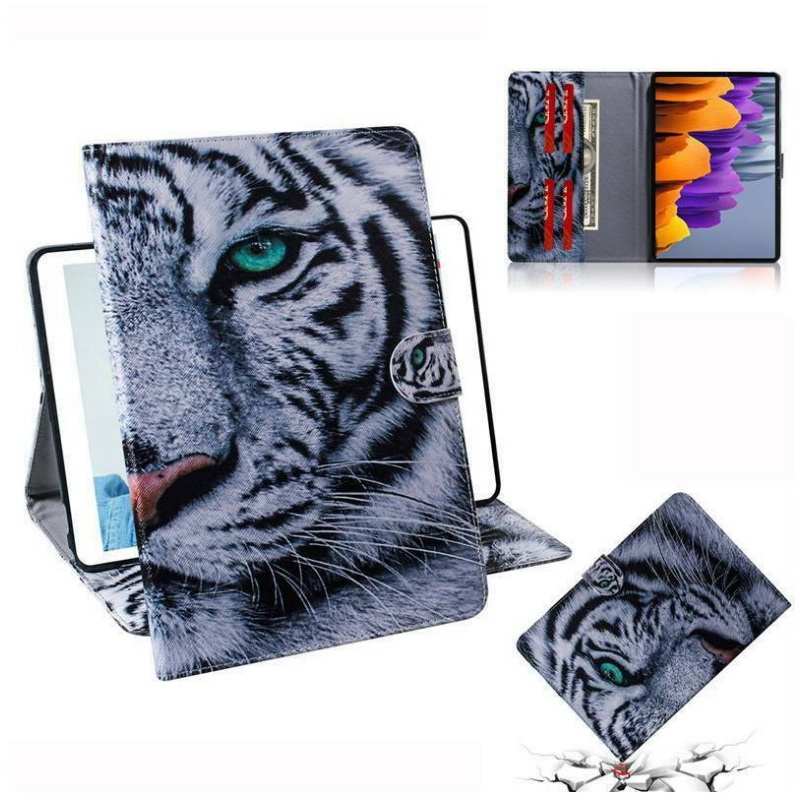 Case Samsung Galaxy Tab S7 SM-T870 SM-T875 #เคสแบบฝาพับพิมพ์ลายหนัง PU + TPU สไตล์กระเป๋าสตางค์