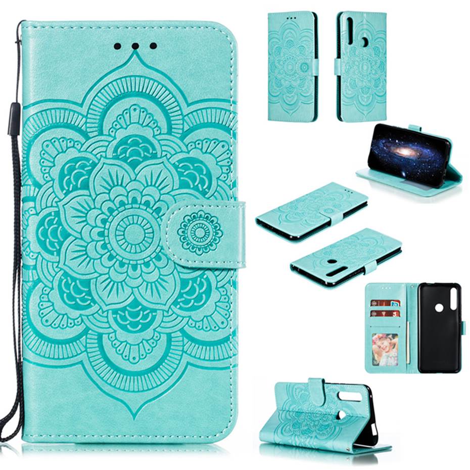 Case Samsung Galaxy A20s #เคสฝาพับหนัง PU ปั้มลาย Imprint Mandala Flower