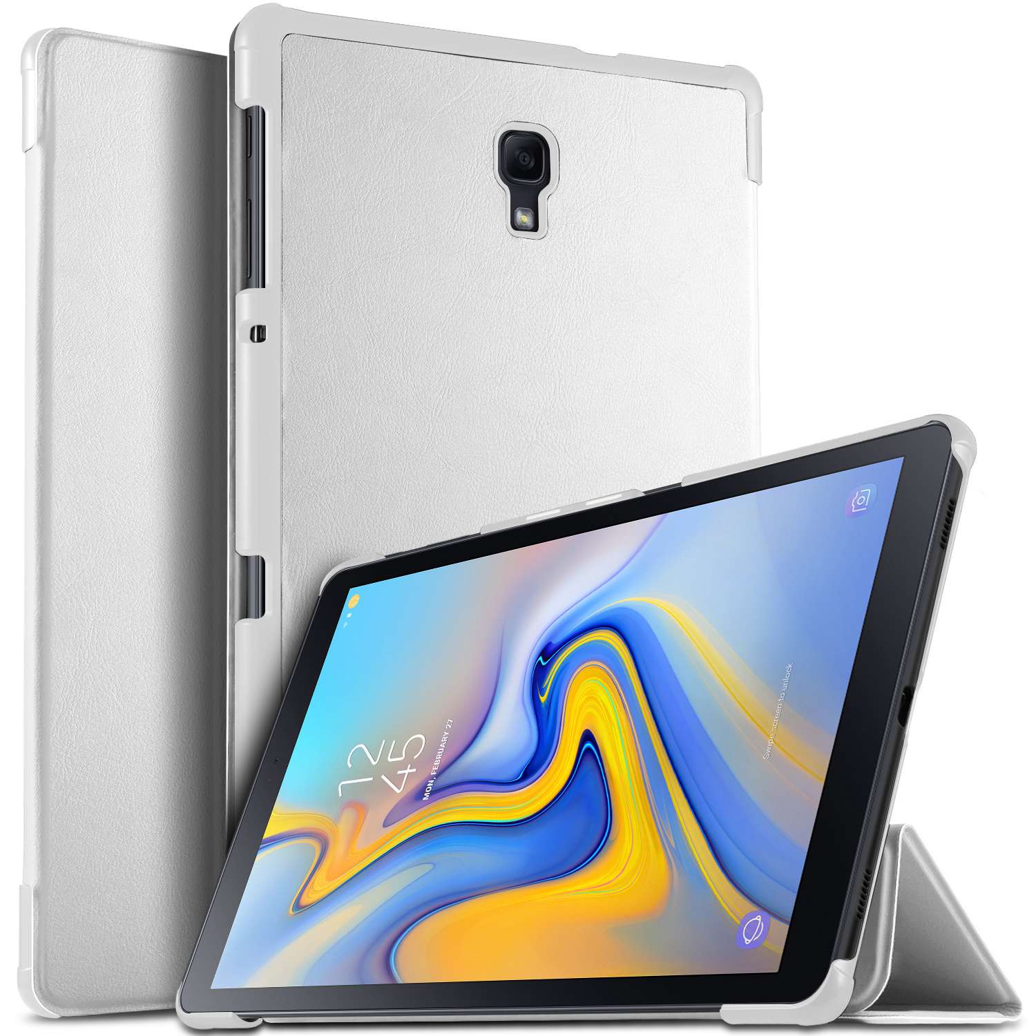 เคส Samsung Galaxy Tab A 10.5 (2018) T590 T595 #เคสฝาพับแบบ 3 พับ Tri-fold Stand Smart PU Leather Protector