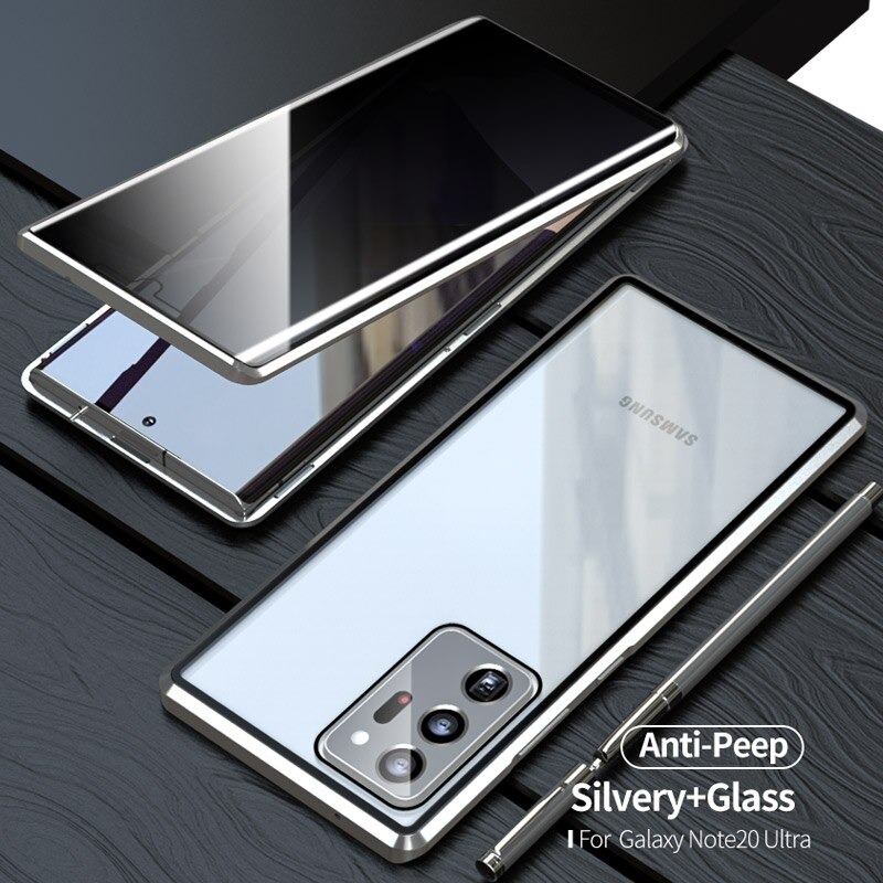 Case Samsung Galaxy S22 Ultra 5G เคสประกบหน้าหลังกระจกด้านหน้า Anti-peep Adsorption Privacy Glass ป้องกันการมองด้านข้าง ขอบโลหะดูดซับแม่เหล็ก Fully Protection Magnetic Adsorption Glass Metal Phone Protective (สินค้าตัวอย่างเลนส์กล้องหลังตรงตามรุ่น)