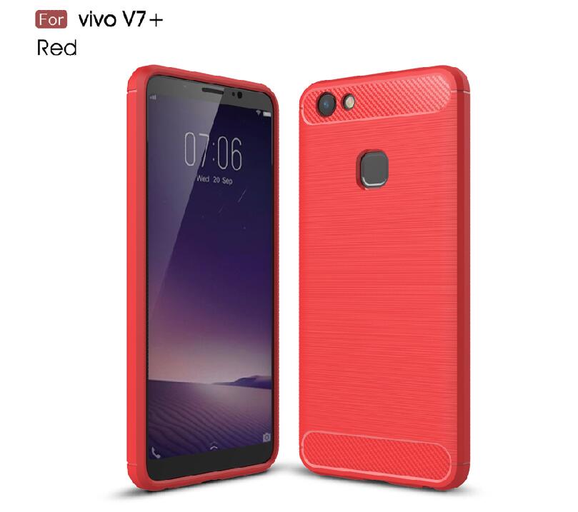 เคส Vivo V7 Plus #เคสคาร์บอนไฟเบอร์ ผิวขัดแปรง Brushered TPU Back Case