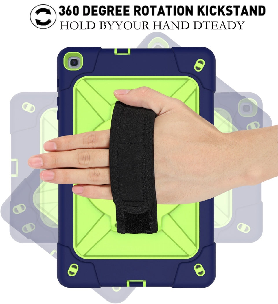 เคส Samsung Galaxy Tab A 8.0 (2019) SM-T290 SM-T295 SM-T297 #เคสฝาหลังกันกระแทก 360 Degree Rotary Kickstand PC + Silicone มีสายคล้องมือ มีสายคล้องไหล่