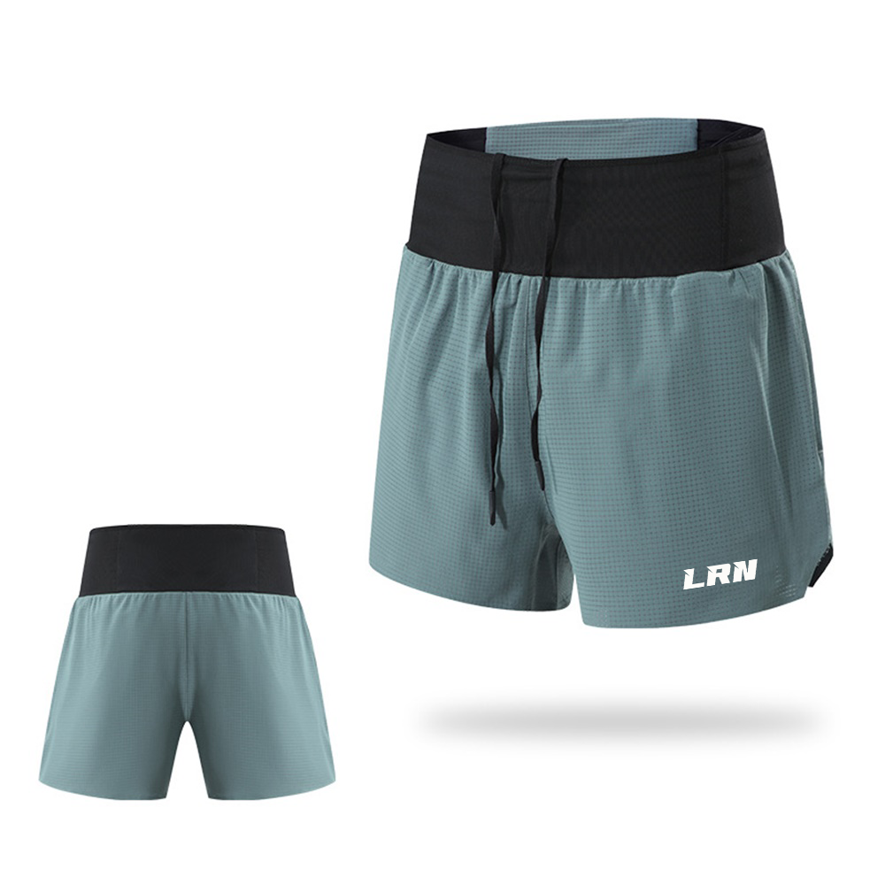 กางเกงวิ่งขาสั้น วิ่งเทรล 3" มีซัปใน มีกระเป๋าใส่ของที่รอบเอวในตัว โลโก้เรืองแสง (F27)
