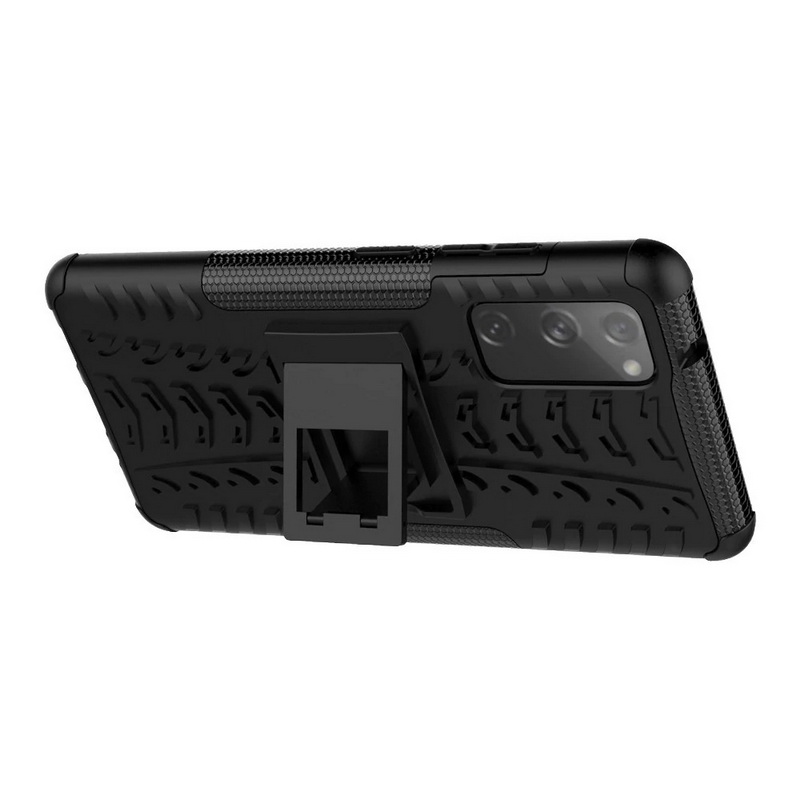 เคส Samsung Galaxy S20 FE / S20 FE 5G #เคสฝาหลังกันลื่น Cool Tyre Pattern Kickstand (PC + TPU)