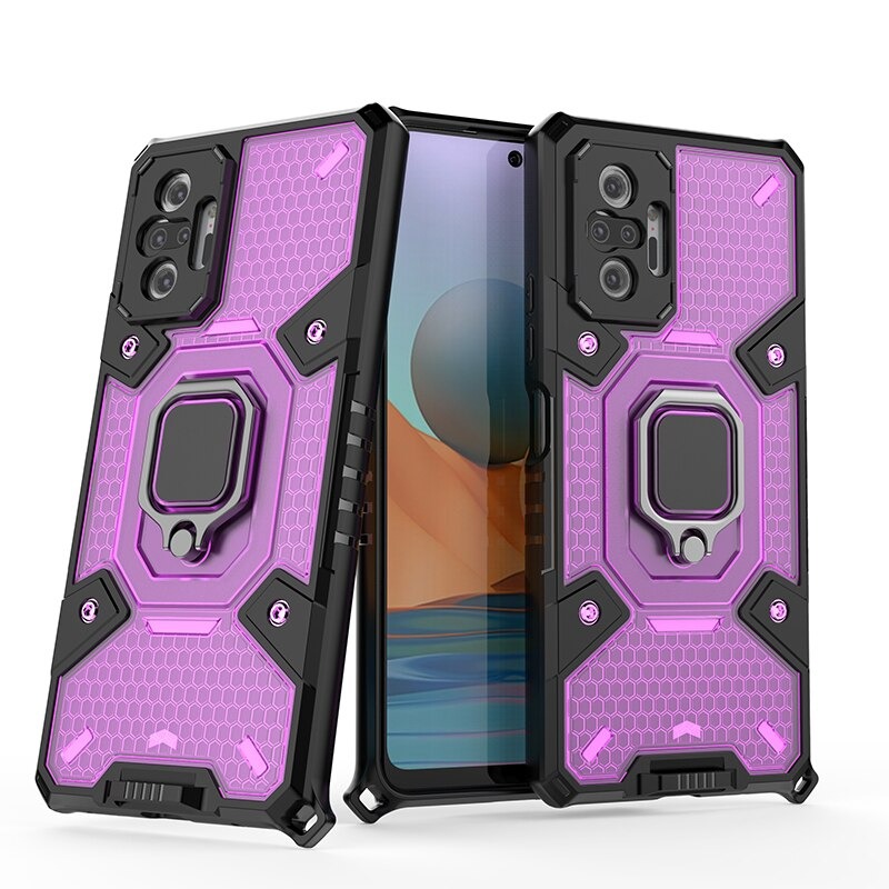 Case Redmi Note 10 4G #เคสฝาหลังกันกระแทกมีแหวนสวมนิ้ว Hybrid Hard PC Soft TPU Bumper Protective Case with 360 Rotation Kickstand