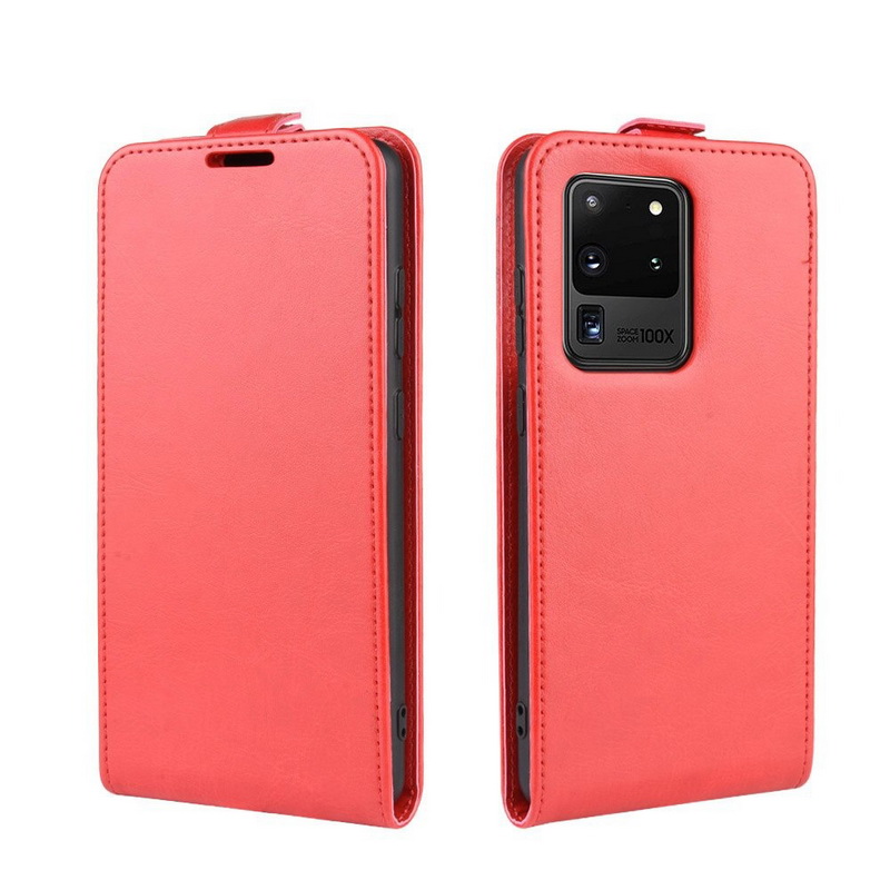 เคส Samsung Galaxy S20 Ultra / S20 Ultra 5G #เคสฝาพับหนัง PU Crazy Horse แนวตั้ง พร้อมช่องเสียบการ์ด