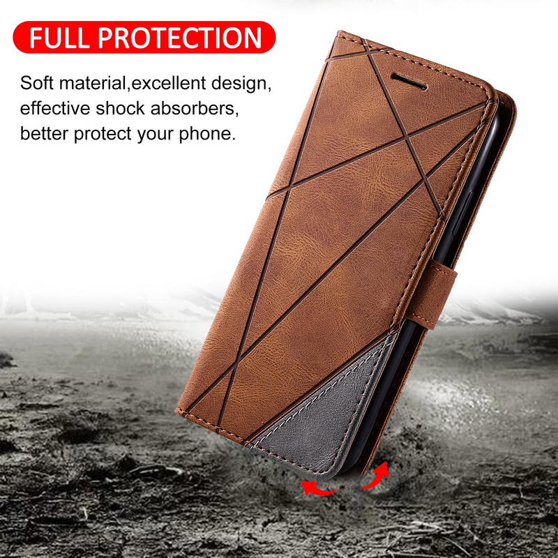 Case Samsung Galaxy A70 #เคสฝาพับหนัง PU มีช่องเสียบบัตรอื่นๆในตัว Geometric Pattern Leather Card Holder Protective