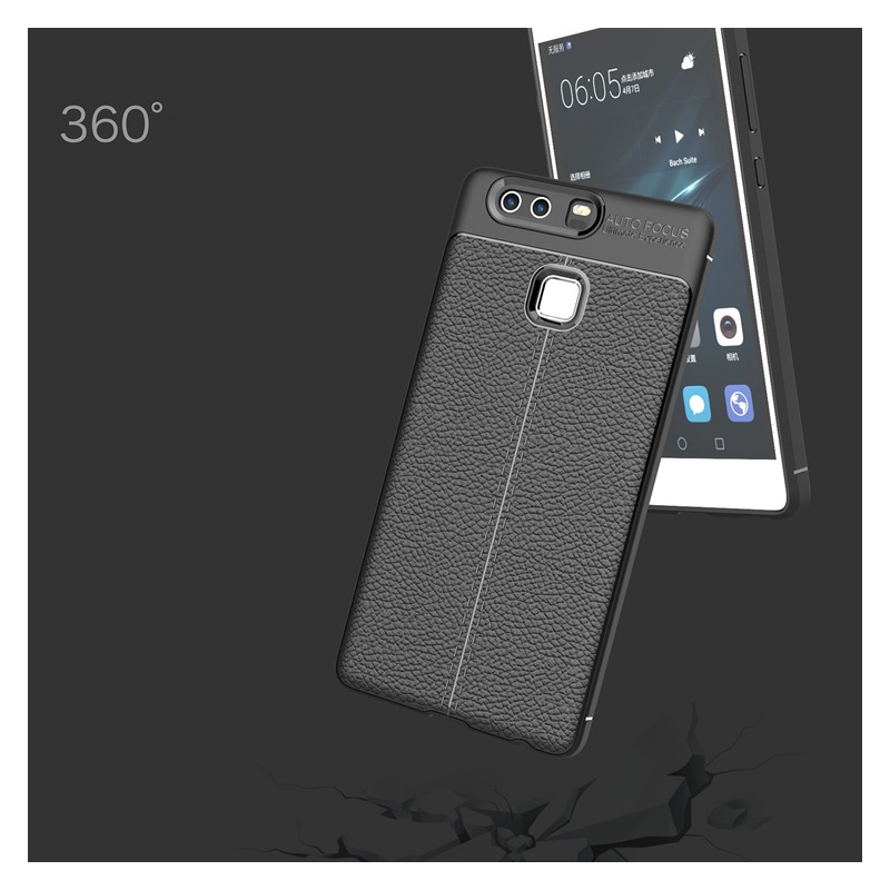 เคส Huawei P9 Plus #เคสฝาหลัง TPU นิ่มผิวลิ้นจี่ช่วยป้องกันลายนิ้วมือและกันลื่นได้ดี - สีดำ พร้อมส่ง