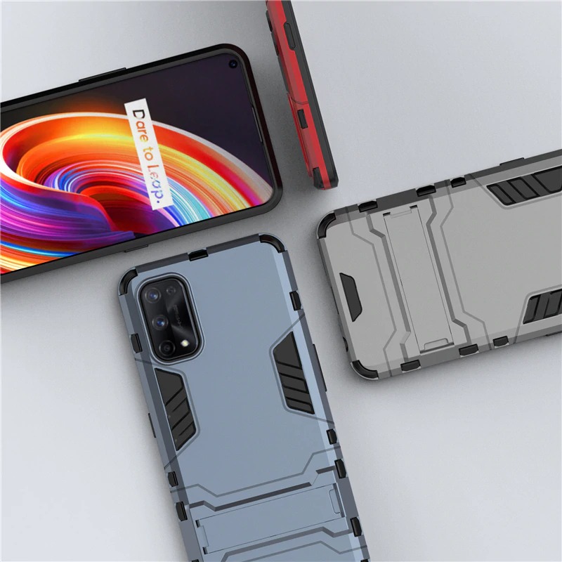 เคส realme 7 Pro #เคสฝาหลังกันลื่น Cool Tyre Pattern Kickstand (PC + TPU)