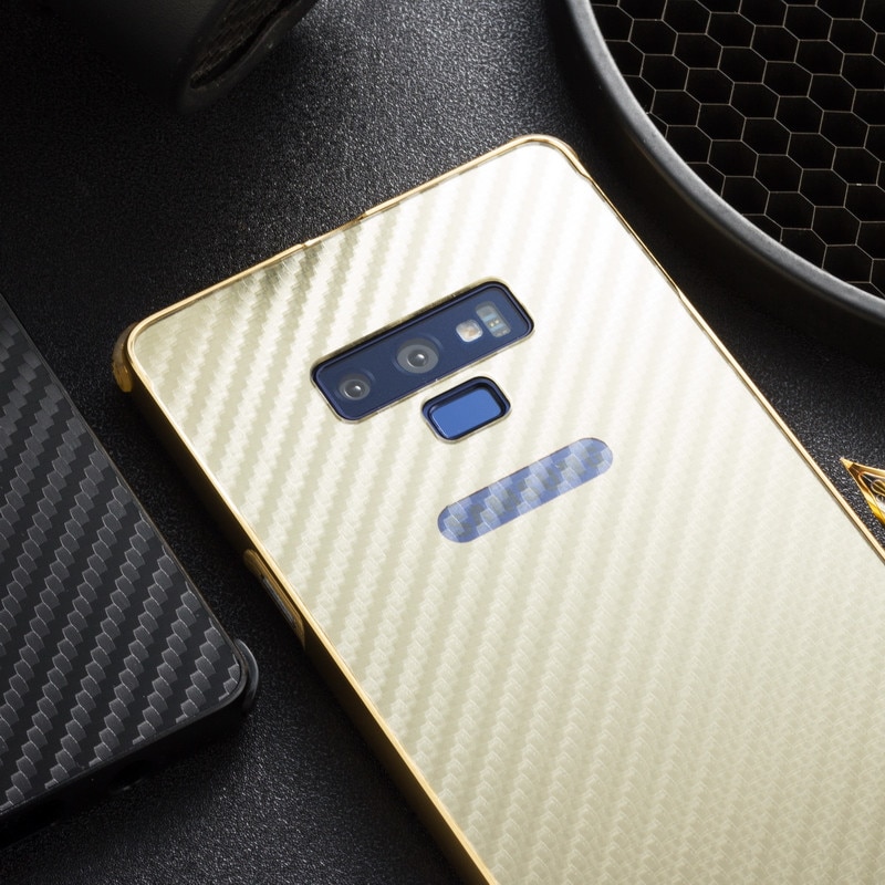 Case Samsung Galaxy Note 9 N960 #เคสฝาหลังกรอบโลหะ Electroplated + ฝาหลังพลาสติกผิวคาร์บอนไฟเบอร์