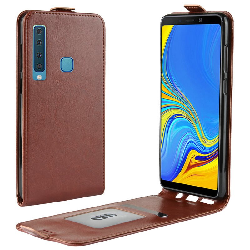 Case Samsung Galaxy A9 (2018) #เคสฝาพับหนัง PU Crazy Horse แนวตั้ง พร้อมช่องเสียบการ์ด