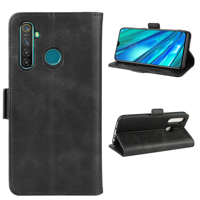 เคส Realme 5 Pro #เคสฝาพับหนัง PU มีแถบปิดแม่เหล็กสไตล์กระเป๋าสตางค์