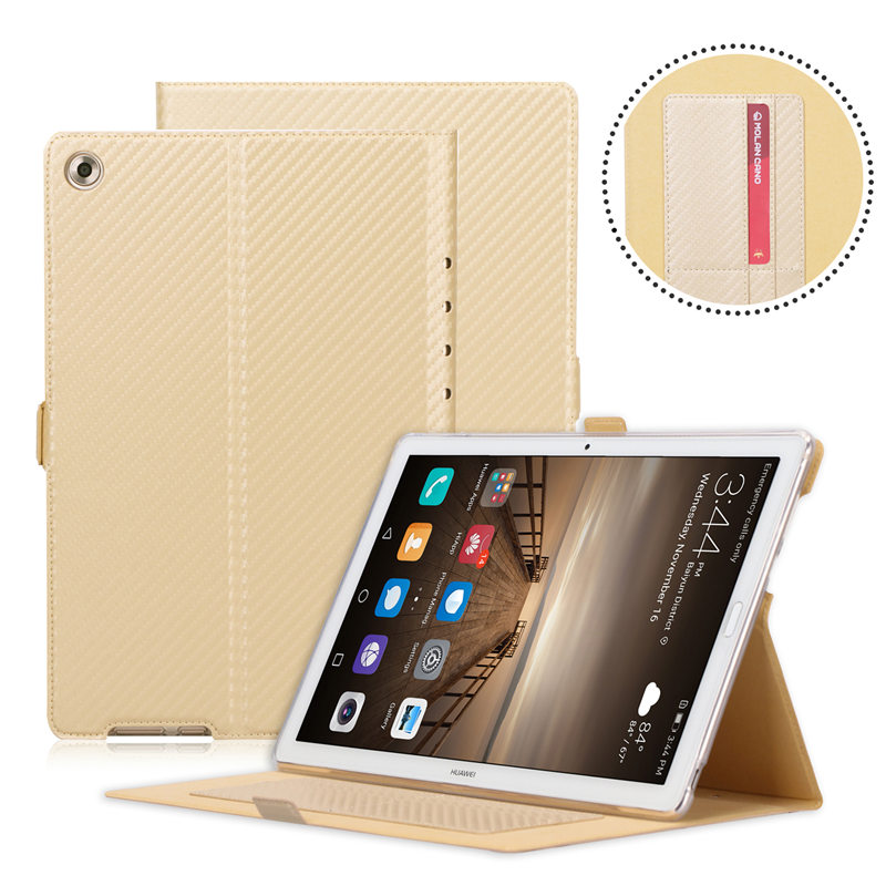 Case Huawei MediaPad M5 Pro 10.8 นิ้ว #เคสฝาพับลาย Carbon Fiber Texture Magnetic Leather Shell มีช่องใส่การ์ด