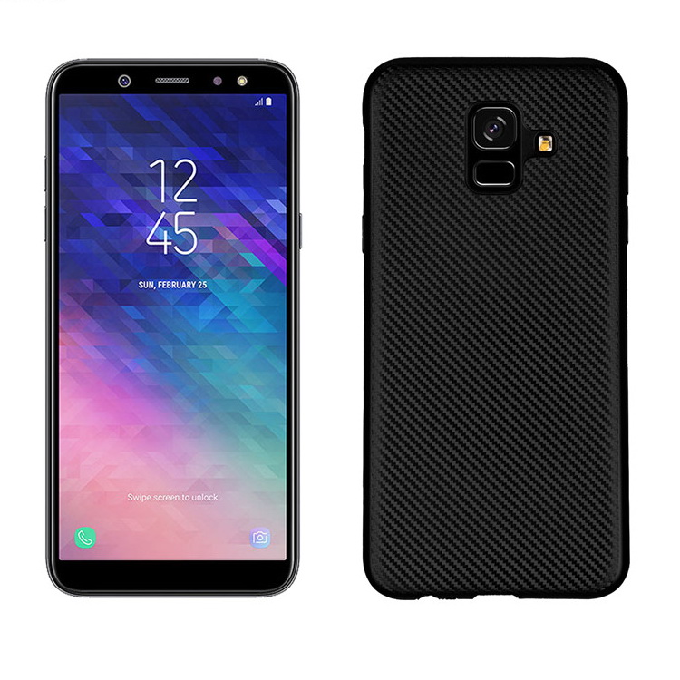 เคส Samsung A6 2018 #เคสฝาหลังนิ่ม Soft TPU คาร์บอนไฟเบอร์ผิวป้องกันลายนิ้วมือ