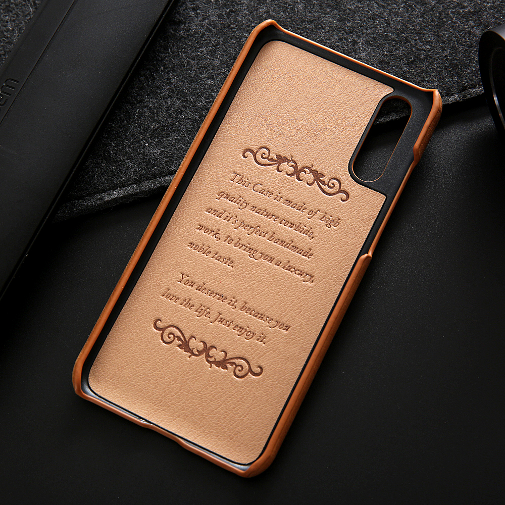 Case Huawei P20 Pro #เคสฝาหลังหุ้มหนังแท้ Retro Genuine Leather Coated Hard PC Case