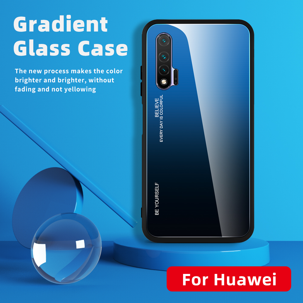 Case Huawei nova 6 #เคสฝาหลัง Gradient Color Glass + PC + TPU Hybrid Case