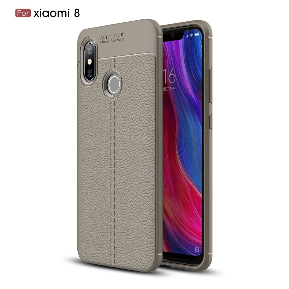 Case Xiaomi Mi 8 #เคสฝาหลัง TPU ผิวลิ้นจี่ช่วยป้องกันลายนิ้วมือและกันลื่นได้ดี