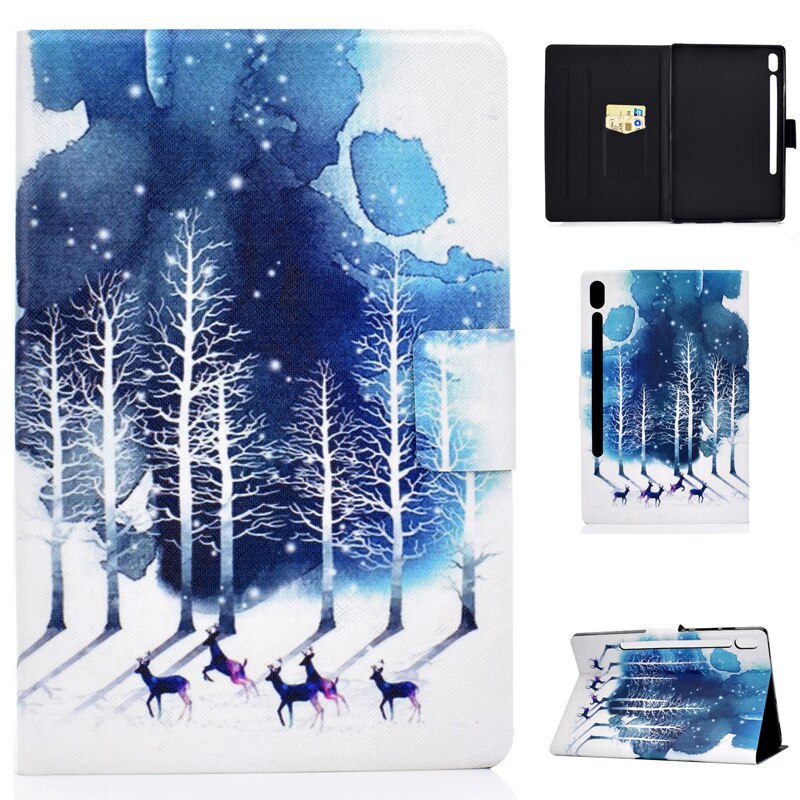 เคส Samsung Galaxy Tab S6 T860 T865 10.5 inch #เคสฝาพับพิมพ์ลายหนัง PU พร้อมที่เก็บการ์ด Pattern Printing PU Leather Tablet Stand Case with Card Storage