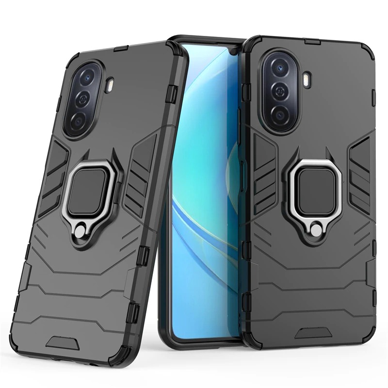 เคส Huawei Nova Y70 #เคสฝาหลังพลาสติกแข็ง +TPU Hybrid Case มีแหวนสวมนิ้วโลหะ
