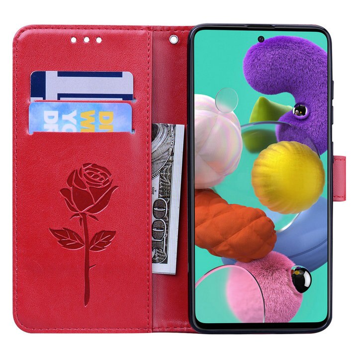 เคส Samsung Galaxy S10 lite #เคสฝาพับหนัง PU ลายดอกกุหลาบแบบกระเป๋าสตางค์ Imprinted Rose Leather