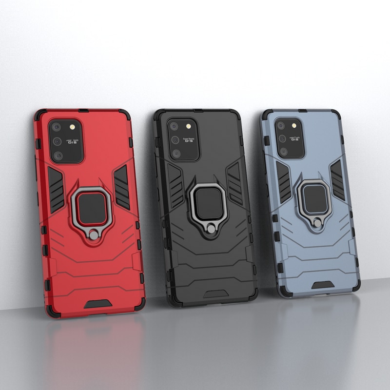 Case Samsung Galaxy S10 Lite #เคสฝาหลังพลาสติกแข็ง +TPU Hybrid Case มีแหวนสวมนิ้วโลหะ