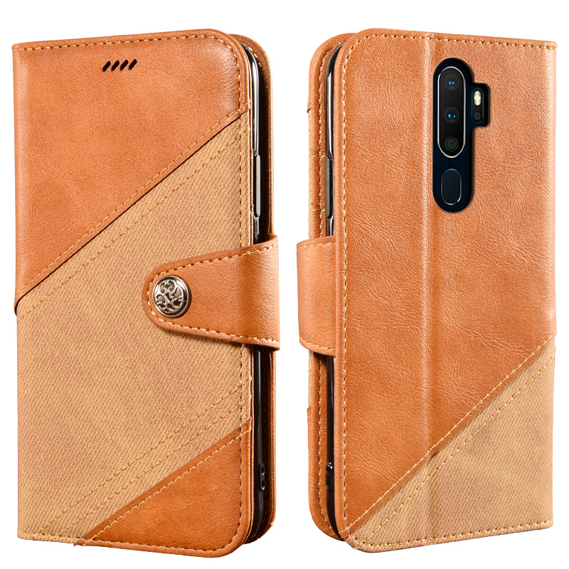 เคส OPPO A9 (2020)/A5 (2020)#เคสฝาพับหนัง PU ออกแบบสี 2 โทนปิดแม่เหล็ก มีช่องเก็บบัตรคุณภาพดี