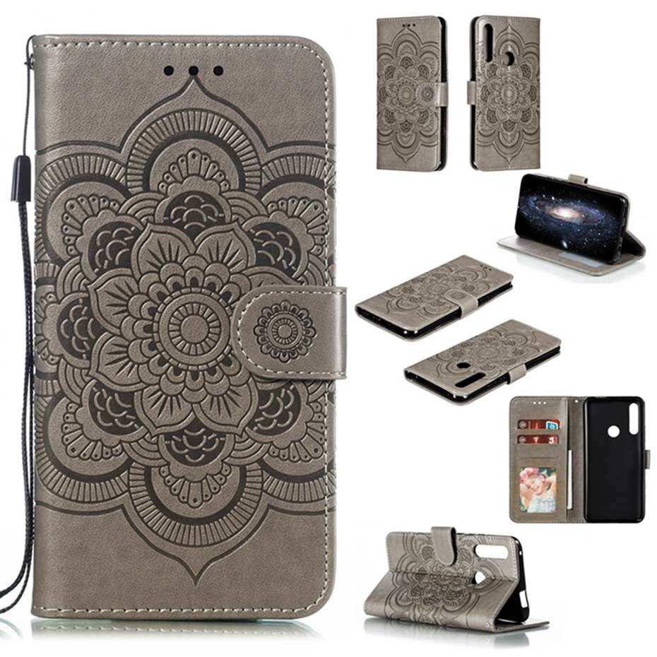 Case Samsung Galaxy A20s #เคสฝาพับหนัง PU ปั้มลาย Imprint Mandala Flower
