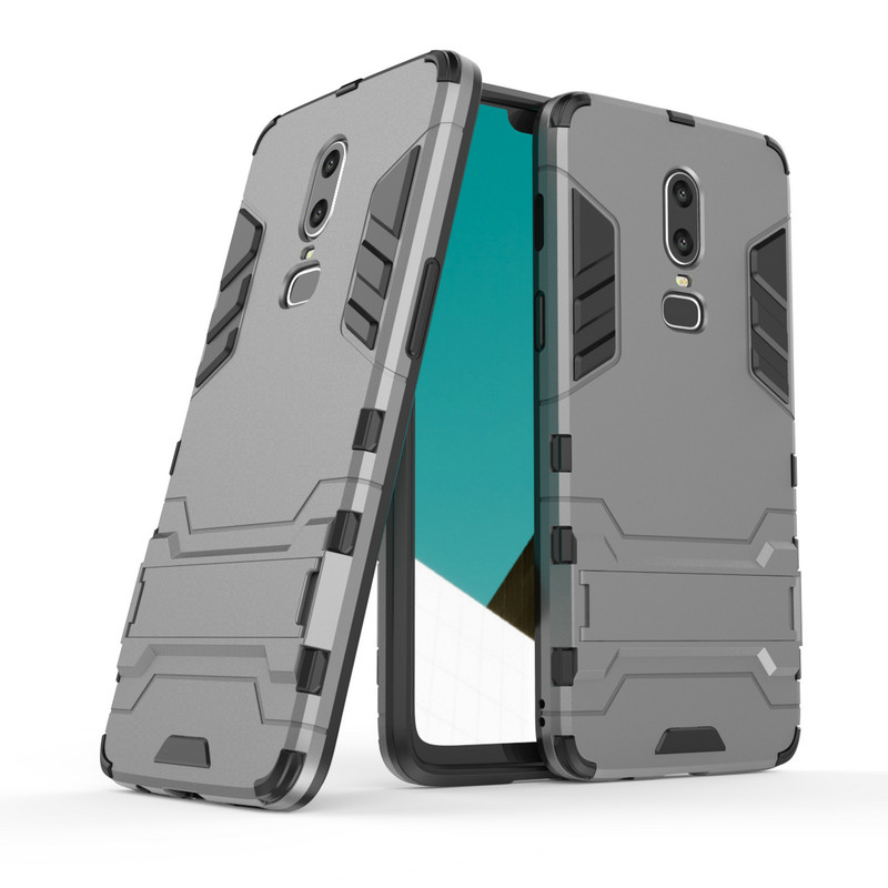 เคส OnePlus 6 #เคสฝาหลังพลาสติก ไฮบริด TPU + Kickstand