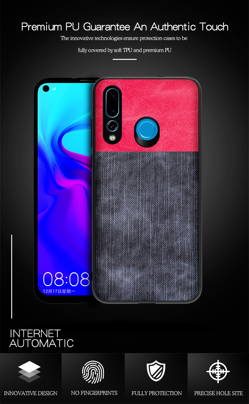 Case Huawei nova 4 #เคสฝาหลังรูปแบบ Cloth Texture PU Leather + TPU