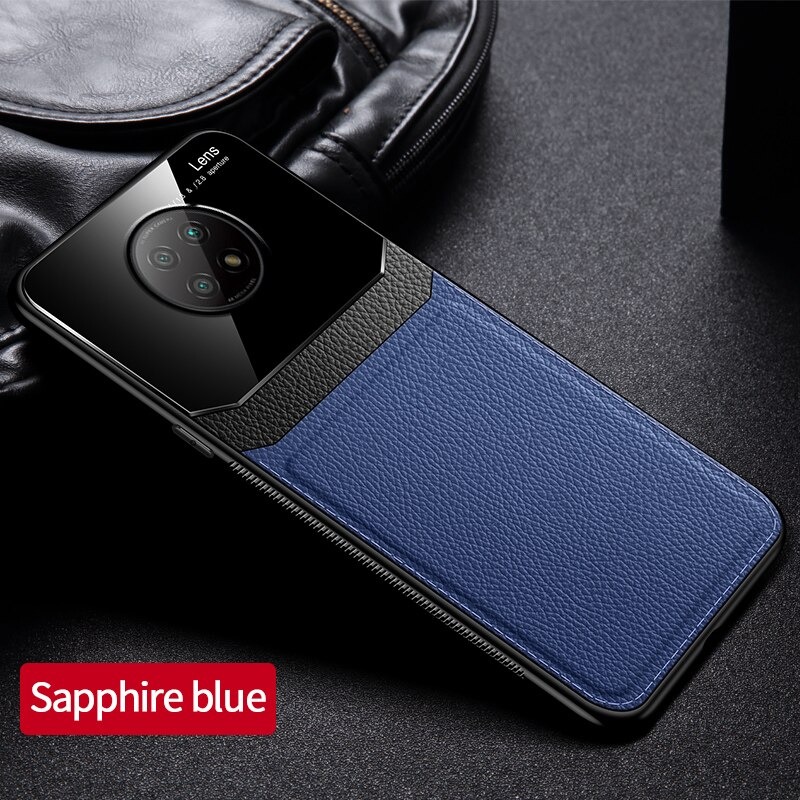 เคส Redmi Note 9T 5G #เคสฝาหลังไฮบริด PU +TPU + glass สีทูโทน Shockproof Leather Mirror Glass Silicone Phone Back Cover