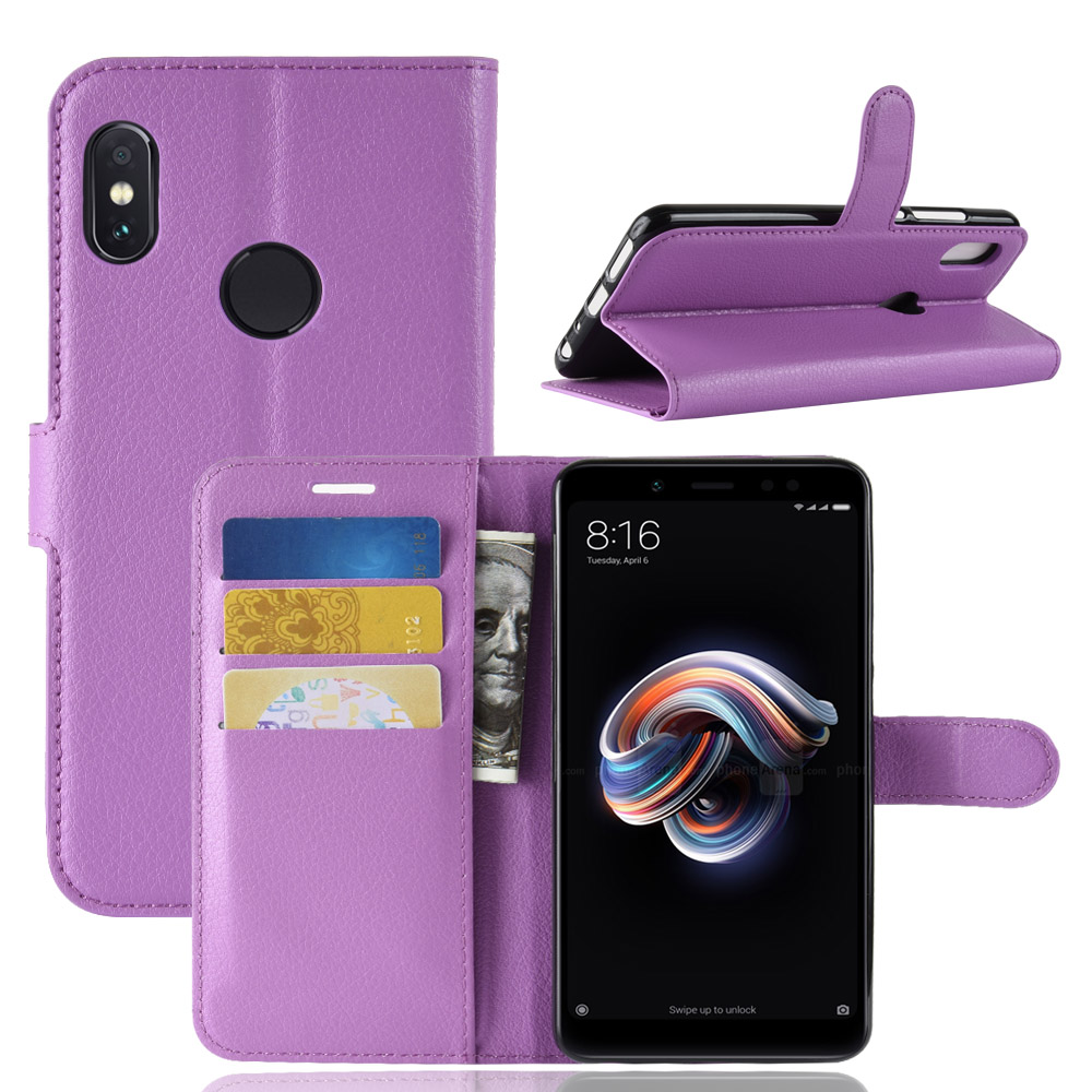 เคส Xiaomi Redmi Note 5 #เคสฝาพับสไตล์กระเป๋าสตางค์หนัง PU ผิวลิ้นจี่สีสันสวยงามทันสมัย